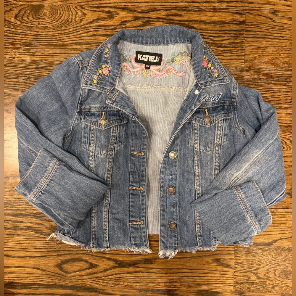 Katie J NYC Big Girls Newport Embroidered Denim Jacket